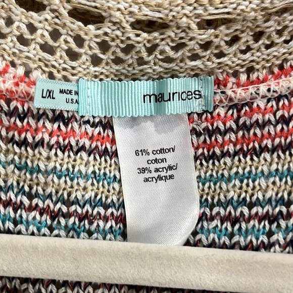 Maurices Cardigan Vest Womens L/XL MED Sweater Multicolor Striped Open Front - Picture 2 of 7